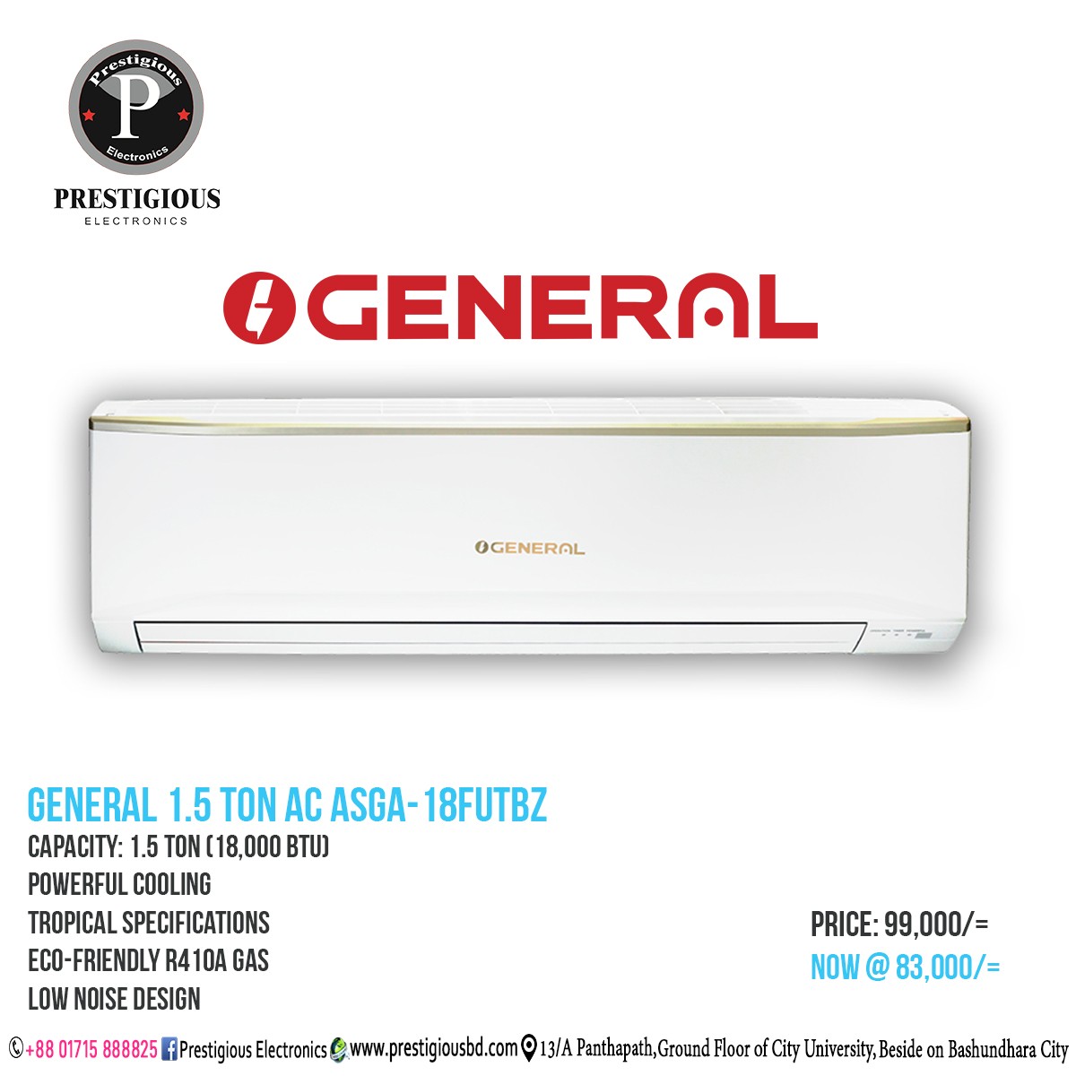 GENERAL AC ASGA- 18FUTBZ  1.5TON