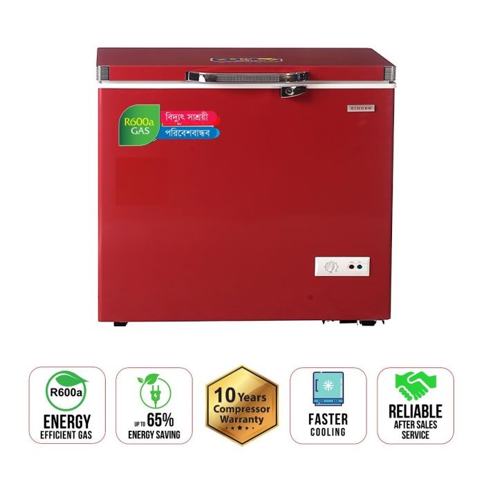 Chest Freezer 290 Ltr Singer-Red